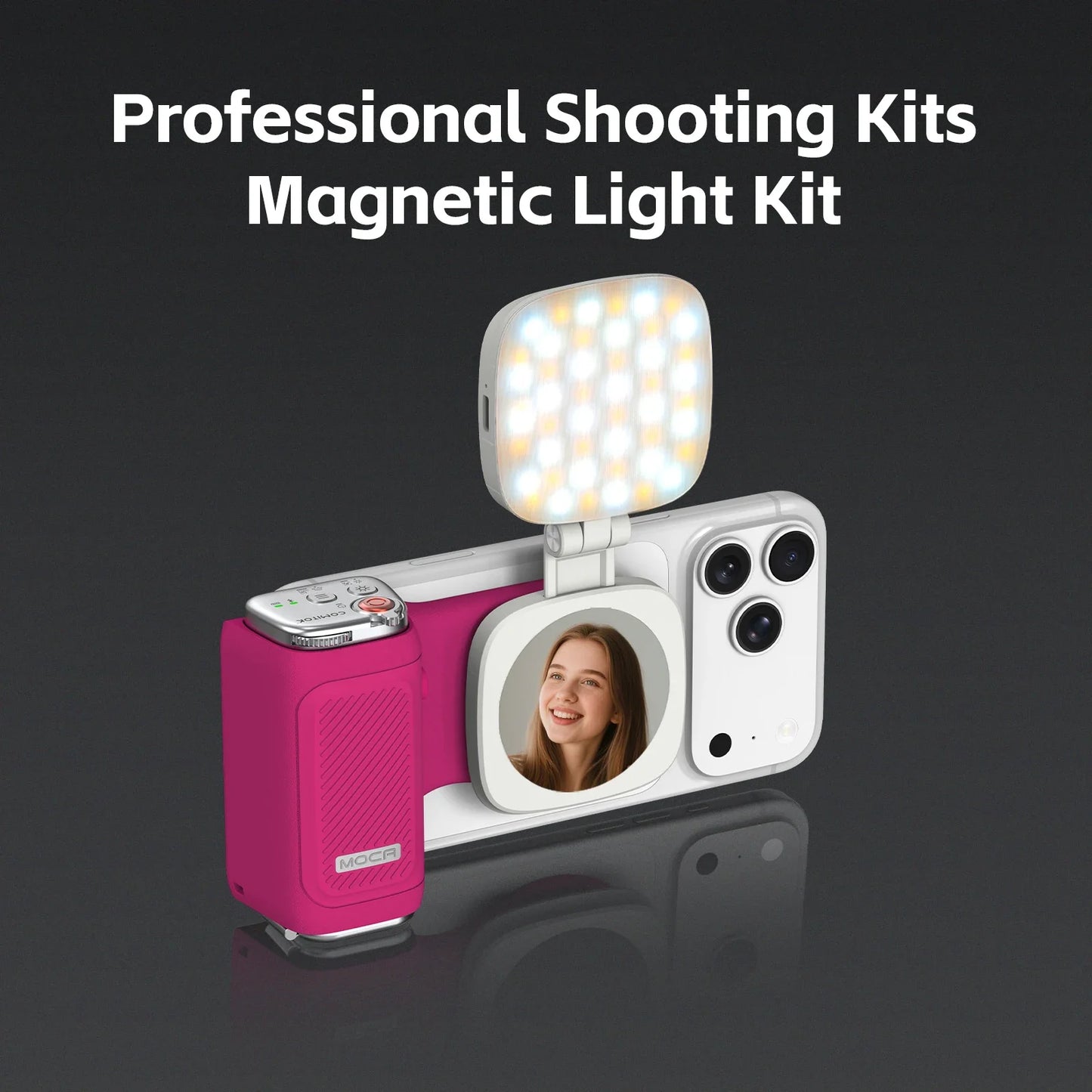 COMITOK MOCA iPhone Shooting Grip,Detachable rechargeable Bluetooth remote,DSLR Shutter/Focus Lock+Optional Fill Light/Mirror
