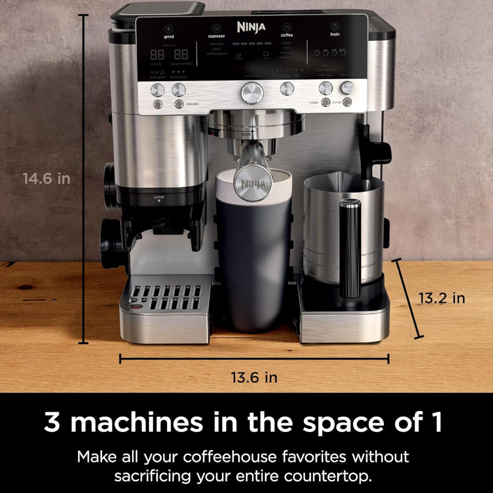 NINJA ES655CCO Espresso Luxe Premier Series Drip Coffee Maker and Rapid Cold Brew - Factory serviced with Home Essentials warranty