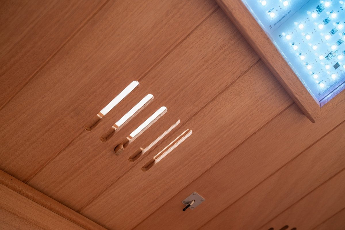 2026 Model-Premium Series-Costway 2-Person Dual Therapy Full Spectrum Infrared Sauna with Red Light Panel($900 Value), WiFi App Control, Chromotherapy & Bluetooth – Okoume Wood- Fully Loaded Indoor Spa