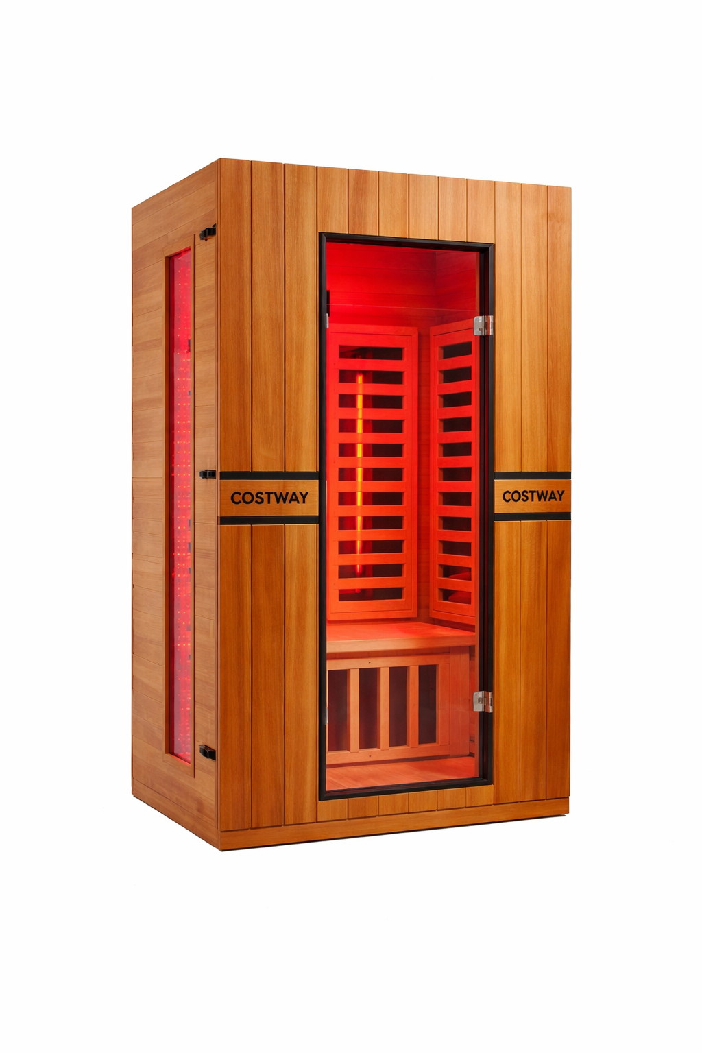 2026 Model-Premium Series-Costway 2-Person Dual Therapy Full Spectrum Infrared Sauna with Red Light Panel($900 Value), WiFi App Control, Chromotherapy & Bluetooth – Okoume Wood- Fully Loaded Indoor Spa