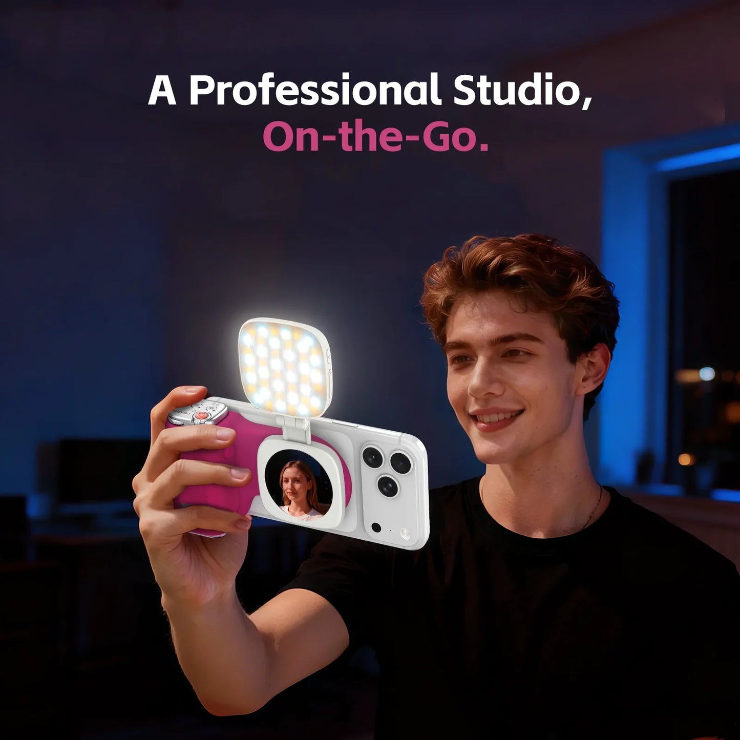 COMITOK MOCA iPhone Shooting Grip,Detachable rechargeable Bluetooth remote,DSLR Shutter/Focus Lock+Optional Fill Light/Mirror
