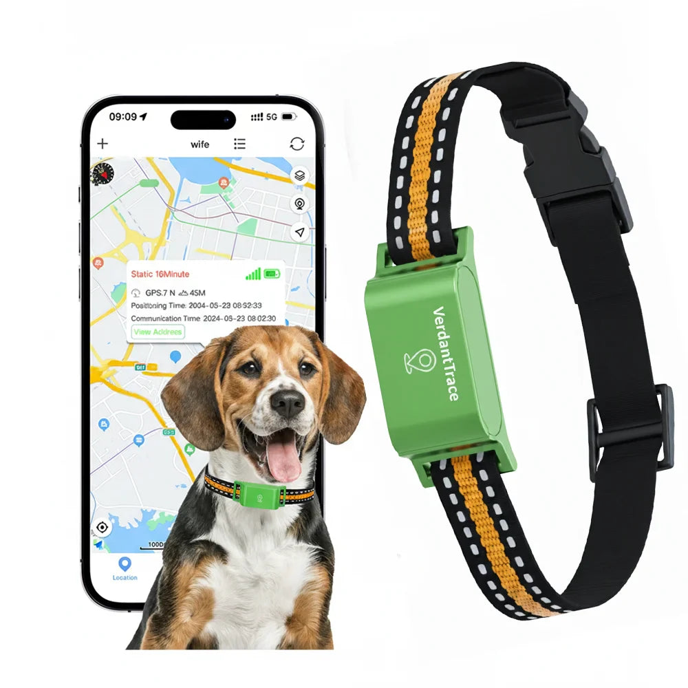 VerdantTrace 4G GPS Free Pet Tracker Collar Real Time Tracking Electronic Fence Anti Lost Cat Locator 850mah Battery Waterproof