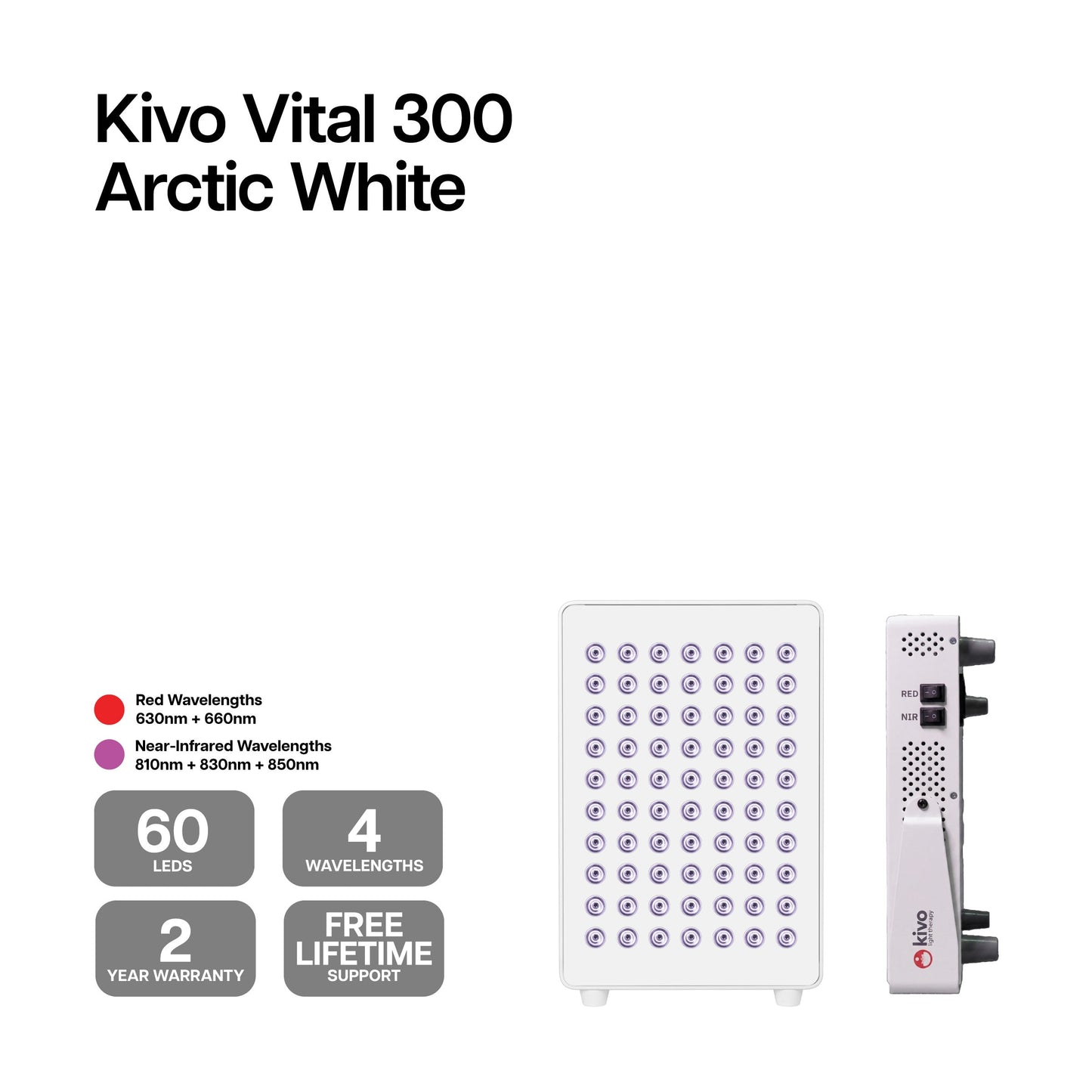 Kivo Vital 300: Portable Small Red Light Therapy Panel + Integrated Stand