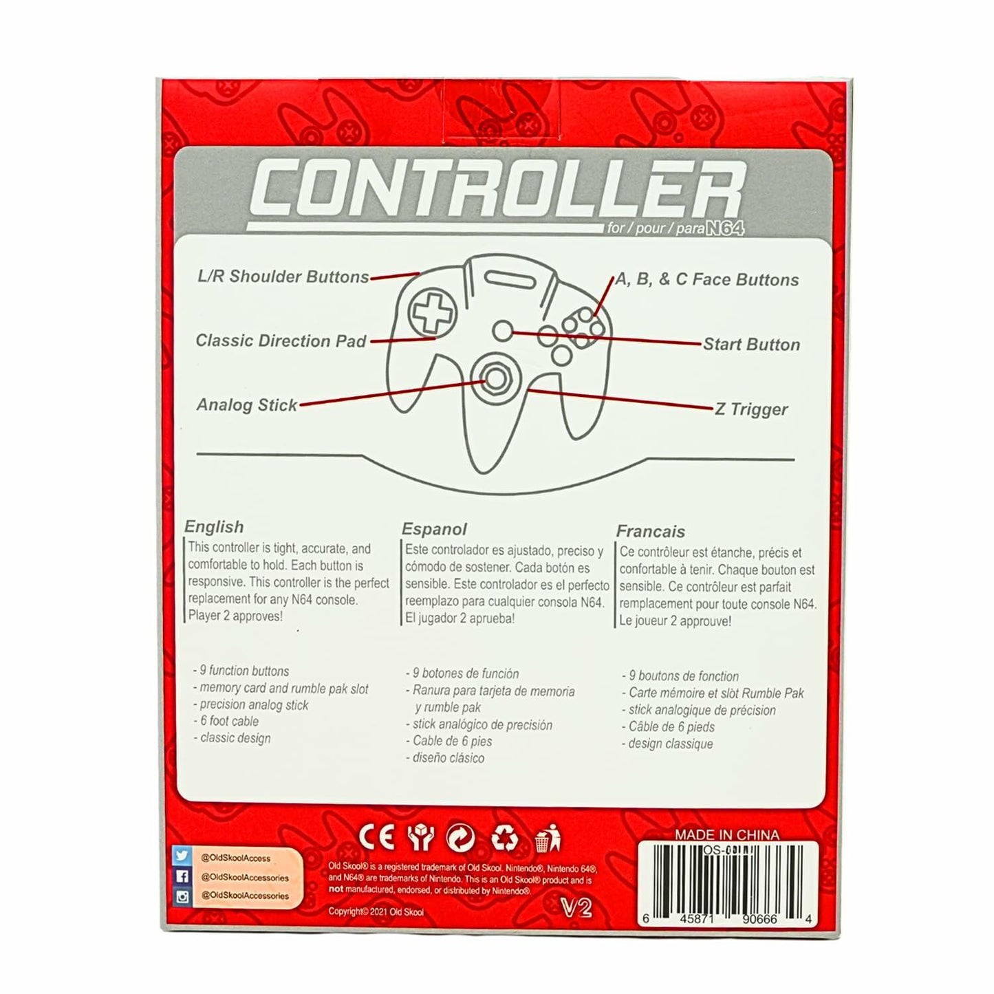 Controller for N64 Translucent Blue Green