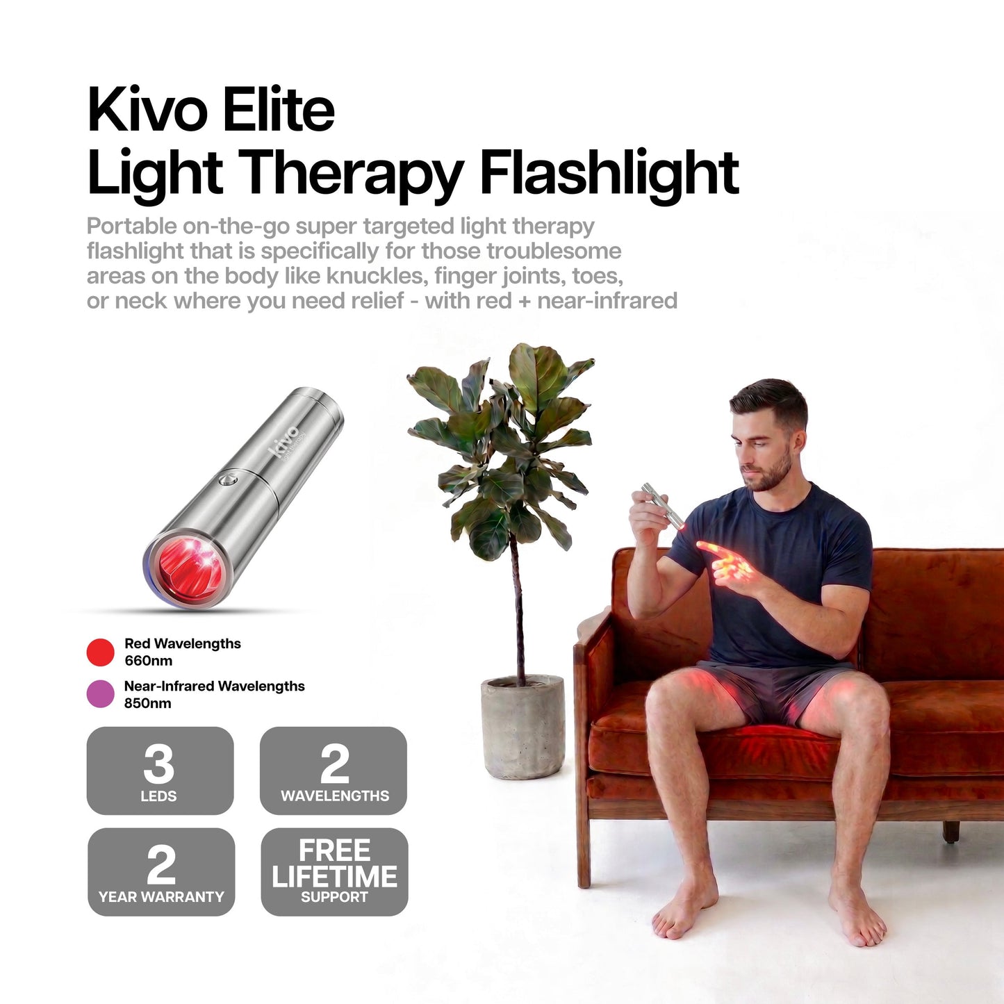 Kivo Elite Red Light Therapy Flashlight